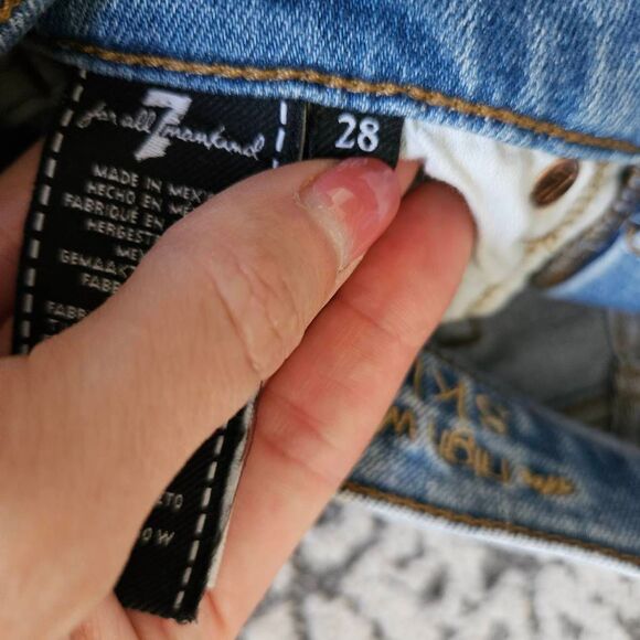 Seven For All Mankind Distressed High Rise Ankle Skinny Jeans Size 28 in Light W - Picture 4 of 7